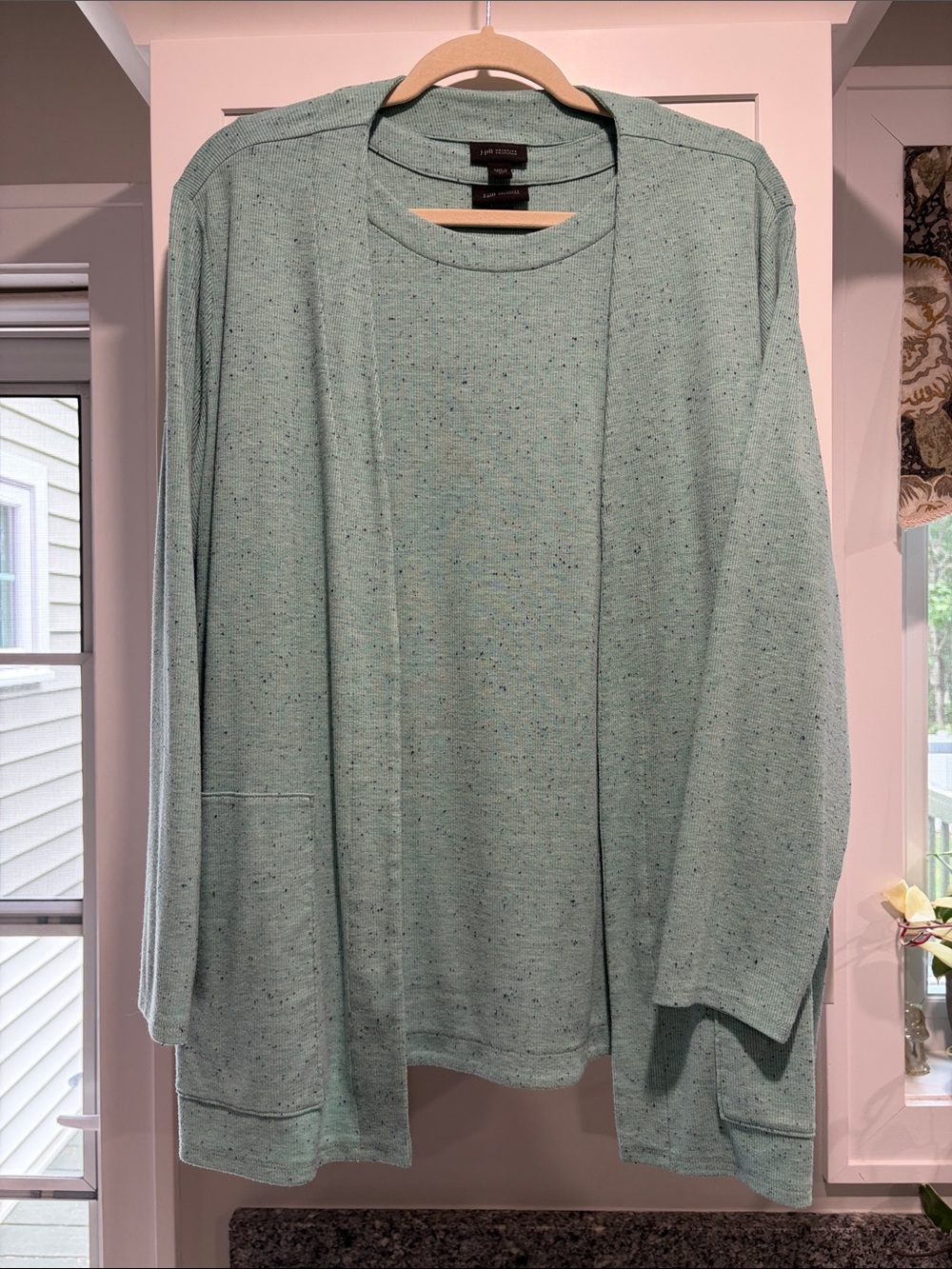 J.Jill Mint Green Open-Front Cardigan with matching tank:  2 piece set